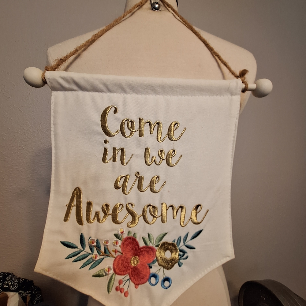 Embroidered Wall Hanging with Floral Design